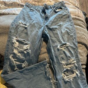 Zara Relaxed Fit Ripped Blue Jeans